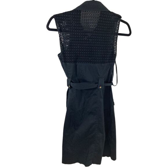 Calvin Klein Women's Mesh Black Tank Button Utility Old Money Preppy Boxy 4 - Picture 8 of 9